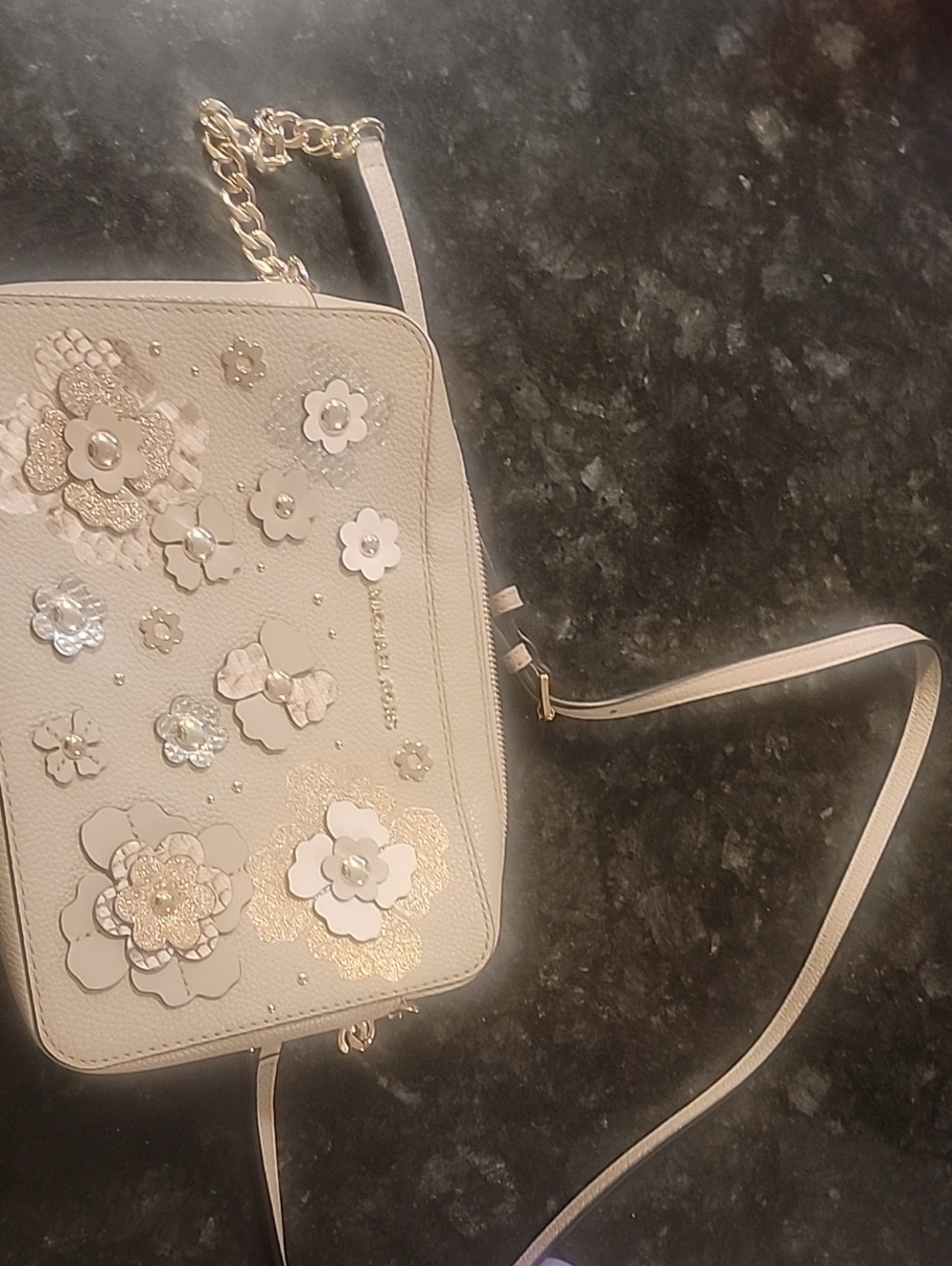 Michael Kors Cream Floral Applique Crossbody